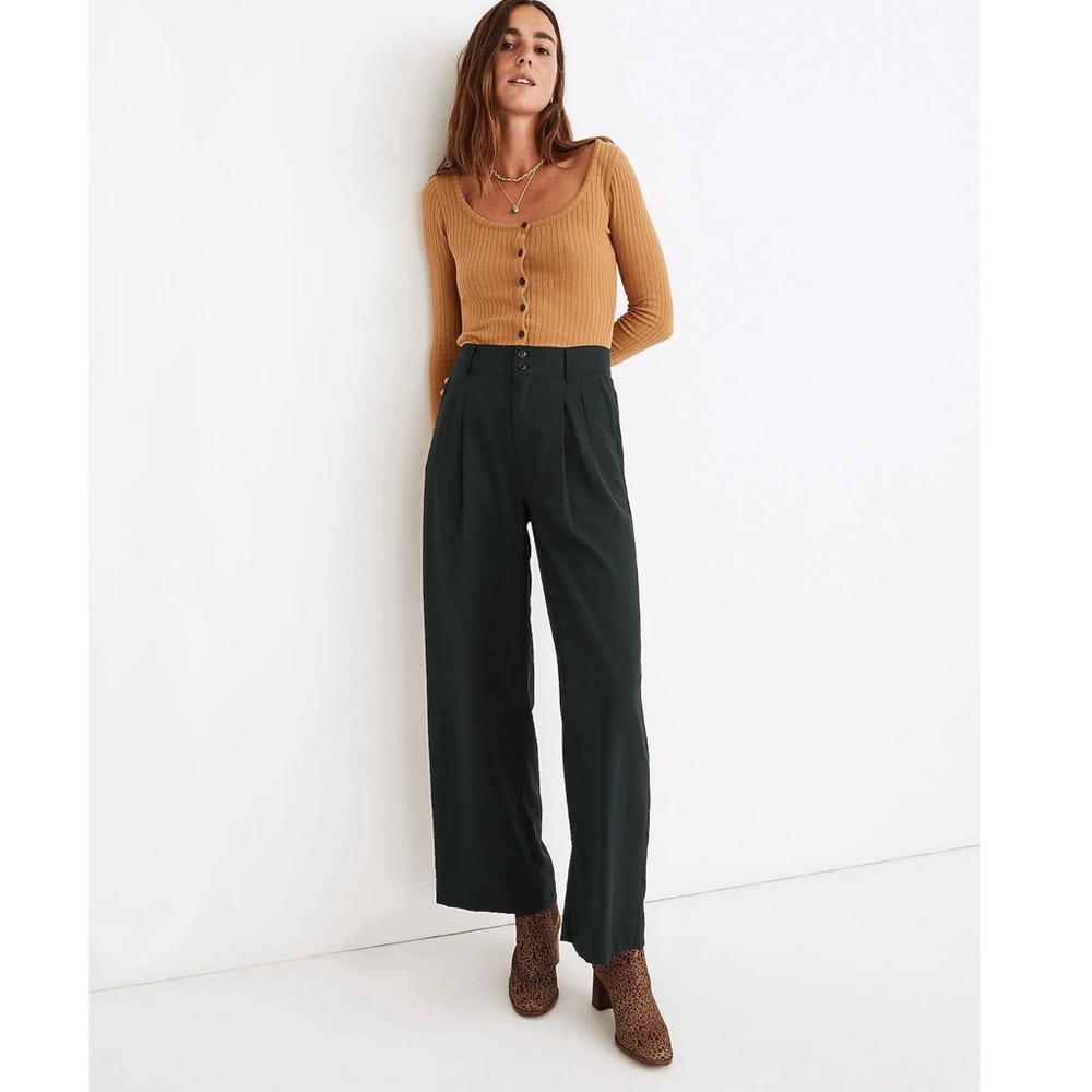 Madewell Drapey Pleated Wide Leg Pants Black